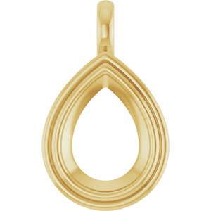 18K Yellow Gold 16x12 mm Pear Charm/Pendant Mounting – image 2
