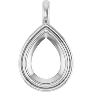 10K X1 White Gold 16x12 mm Pear Charm/Pendant Mounting – image 2