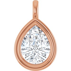 18K Rose Gold 16x12 mm Pear Charm/Pendant Mounting
