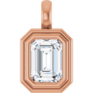 18K Rose Gold 7.5x5.5 mm Emerald Charm/Pendant Mounting