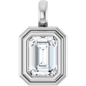 18K White Gold 7.5x5.5 mm Emerald Charm/Pendant Mounting