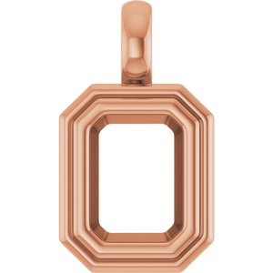 18K Rose Gold 7.5x5.5 mm Emerald Charm/Pendant Mounting – image 2