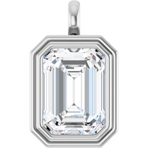 18K Palladium White Gold 18x13 mm Emerald Charm/Pendant Mounting
