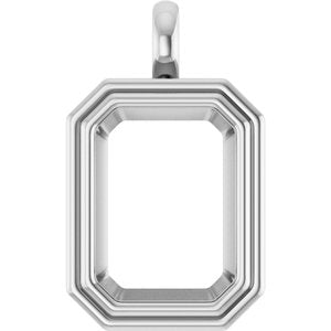 14K X1 White Gold 18x13 mm Emerald Charm/Pendant Mounting – image 2