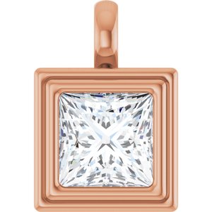 14K Rose Gold 8x8 mm Square Charm/Pendant Mounting