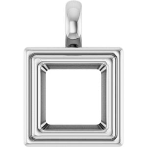 14K X1 White Gold 8x8 mm Square Charm/Pendant Mounting – image 2