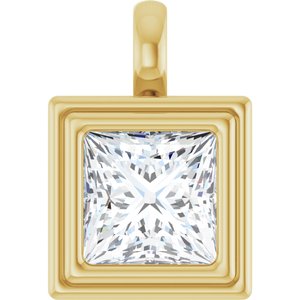 14K Yellow Gold 8x8 mm Square Charm/Pendant Mounting