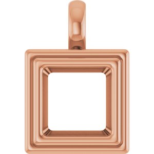 14K Rose Gold 8x8 mm Square Charm/Pendant Mounting – image 2