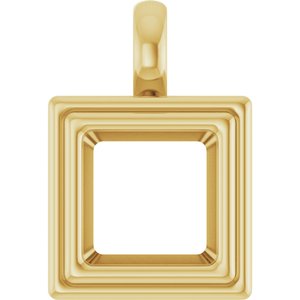 10K Yellow Gold 8x8 mm Square Charm/Pendant Mounting – image 2