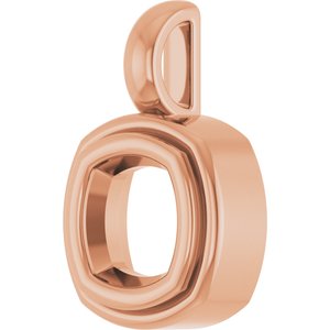14K Rose Gold 6x6 mm Cushion Charm/Pendant Mounting – image 4