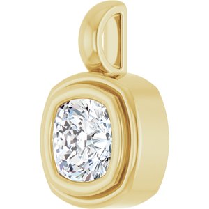 18K Yellow Gold 6x6 mm Cushion Charm/Pendant Mounting – image 3