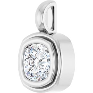 18K White Gold 6x6 mm Cushion Charm/Pendant Mounting – image 3