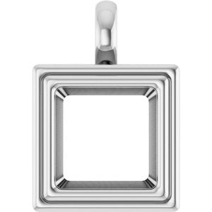 18K Palladium White Gold 10x10 mm Square Charm/Pendant Mounting – image 2