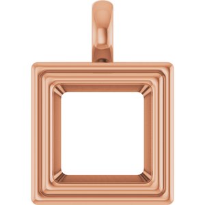 10K Rose Gold 10x10 mm Square Charm/Pendant Mounting – image 2
