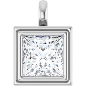 18K White Gold 10x10 mm Square Charm/Pendant Mounting