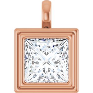 18K Rose Gold 10x10 mm Square Charm/Pendant Mounting