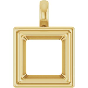 14K Yellow Gold 10x10 mm Square Charm/Pendant Mounting – image 2