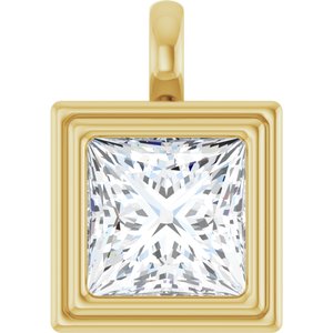 18K Yellow Gold 10x10 mm Square Charm/Pendant Mounting