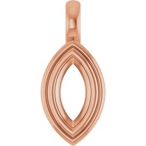 18K Rose Gold 8x4 mm Marquise Charm/Pendant Mounting – image 2