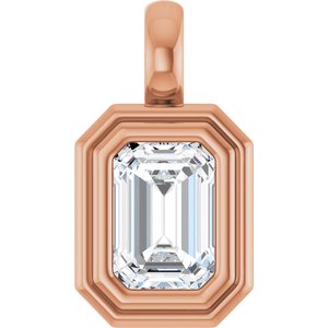 18K Rose Gold 6.5x4.5 mm Emerald Charm/Pendant Mounting