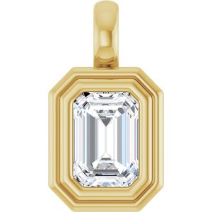 18K Yellow Gold 6.5x4.5 mm Emerald Charm/Pendant Mounting