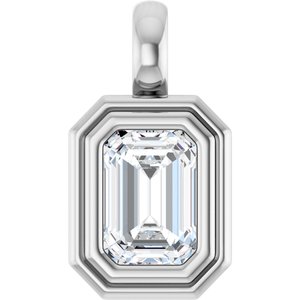 Sterling Silver 6.5x4.5 mm Emerald Charm/Pendant Mounting