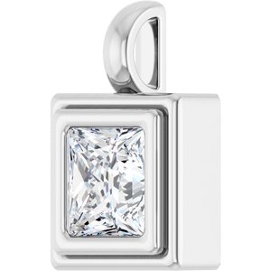 18K Palladium White Gold 6x6 mm Square Charm/Pendant Mounting – image 3