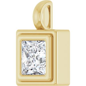 18K Yellow Gold 6x6 mm Square Charm/Pendant Mounting – image 3