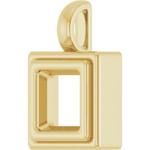 14K Yellow Gold 6x6 mm Square Charm/Pendant Mounting – image 4