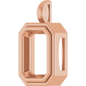 14K Rose Gold 14x10 mm Emerald Charm/Pendant Mounting – image 4