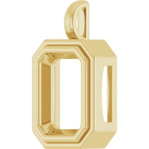 18K Yellow Gold 14x10 mm Emerald Charm/Pendant Mounting – image 4