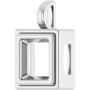 18K White Gold 8x8 mm Square Charm/Pendant Mounting – image 4