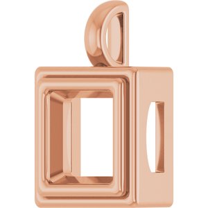 18K Rose Gold 8x8 mm Square Charm/Pendant Mounting – image 4