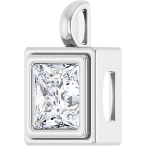 18K Palladium White Gold 8x8 mm Square Charm/Pendant Mounting – image 3