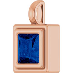 14K Rose Gold Lab-Grown Blue Sapphire Charm/Pendant – image 2