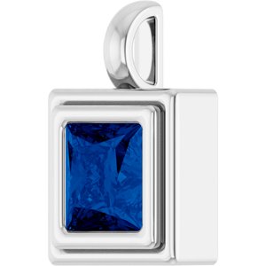 14K White Gold Lab-Grown Blue Sapphire Charm/Pendant – image 2