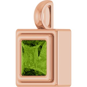 14K Rose Gold Natural Peridot Charm/Pendant – image 2