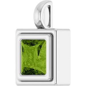 14K White Gold Natural Peridot Charm/Pendant – image 2
