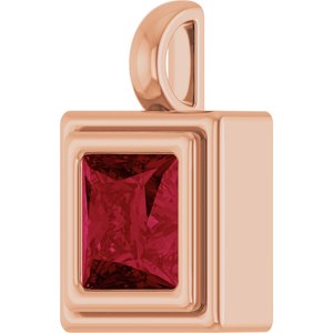 14K Rose Gold Lab-Grown Ruby Charm/Pendant – image 2