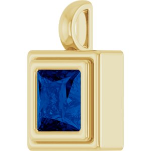 14K Yellow Gold Lab-Grown Blue Sapphire Charm/Pendant – image 2