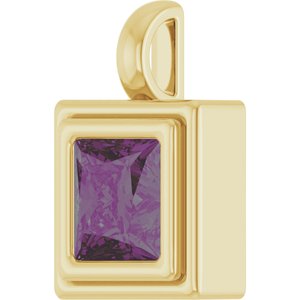 14K Yellow Gold Lab-Grown Alexandrite Charm/Pendant