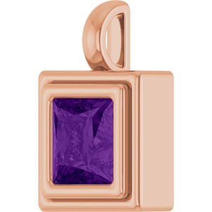 14K Rose Gold Natural Amethyst Charm/Pendant – image 2