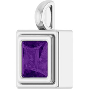 14K White Gold Natural Amethyst Charm/Pendant – image 2