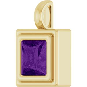 14K Yellow Gold Natural Amethyst Charm/Pendant – image 2