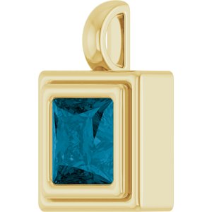 14K Yellow Gold Natural London Blue Topaz Charm/Pendant