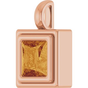 14K Rose Gold Natural Citrine Charm/Pendant