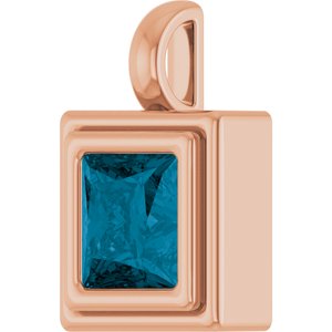 14K Rose Gold Natural London Blue Topaz Charm/Pendant – image 2