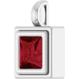 Platinum Lab-Grown Ruby Charm/Pendant – image 2