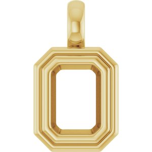 14K Yellow Gold 7x5 mm Emerald Charm/Pendant Mounting – image 2