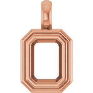 10K Rose Gold 7x5 mm Emerald Charm/Pendant Mounting – image 2